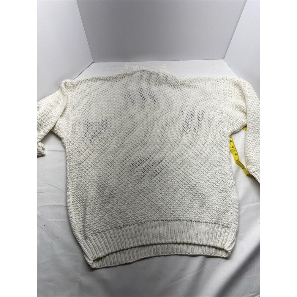 VTG Basket of Yarn Floral Embroidered Sweater M Cream Ramie Cotton - Picture 13 of 13